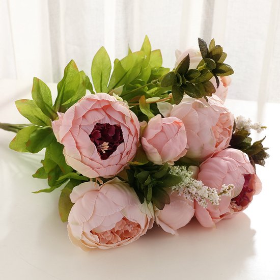 Kunstbloemenboeket Ranonkel – Zijde – Roze & Paars – 9 Stelen – Voor Binnen & Buiten