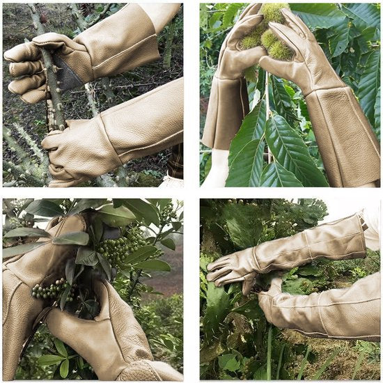Waterafstotende Lederen Tuinhandschoenen M met Lange Manchet