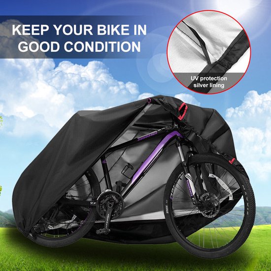 Optimale Bescherming voor je Fiets - 210D Oxford-stof Fietsenhoes met draagtas- tegen Stof en Water-zwart 180X60X90CM