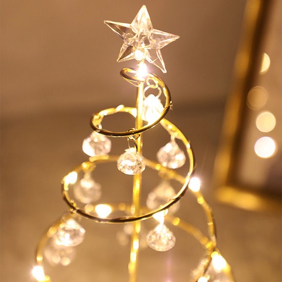 led kerstverlichting -tafellamp- kerstboom vorm lamp werkt op batterij -kerstversiering-gouden warm licht