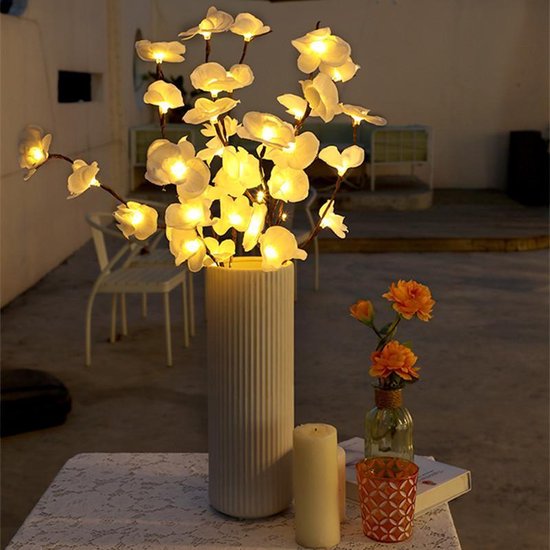 Kunst Orchidee Tak 20 Lichtjes & Witte Vlinder – Kerst