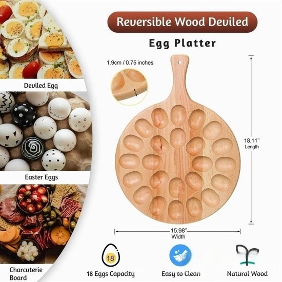 Houten Serveerplank & Eierhouder – 24 Eieren