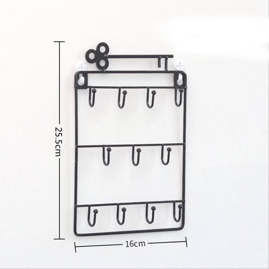 Stijlvolle Metalen Sleutelrek met 11 Haken-Wandorganizer-Rui