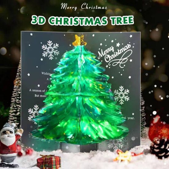 2 STUKS Betoverende 3D-Kerstboom Pop-up Kaart - Stuur een Magische Kerstgroet-groen