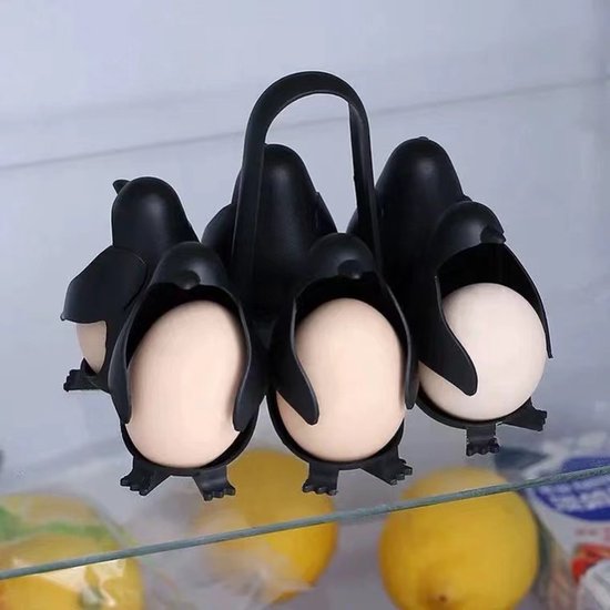 Pinguïn eirhouder met opvallend design-eierkoker-zwart
