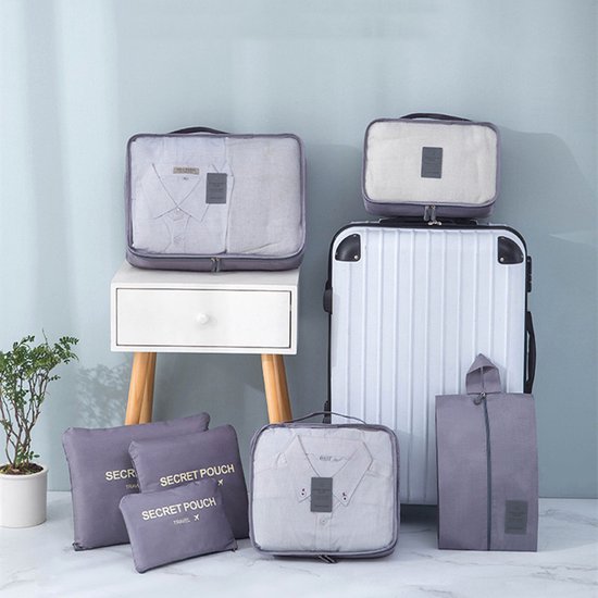 7 delige koffer organizer set- superlichte Packing Cubes-grijs