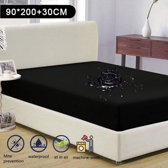Ademende Antibacteriële Matrashoes 90x200cm - Zwart