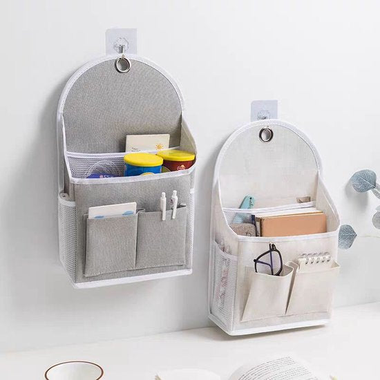 2 stuks Premium Opvouwbare Hangende Opbergtassen - Stijlvol en Ruimtebesparend - Katoen en Linnen - Ideaal voor Organisatie van Dagelijkse Benodigdheden-beige/grijs
