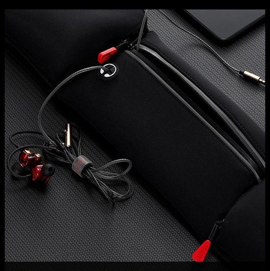 TDR - Heuptasje sport – running belt - verstelbare buideltas 60cm to 120cm - waterafstotend - Zwart