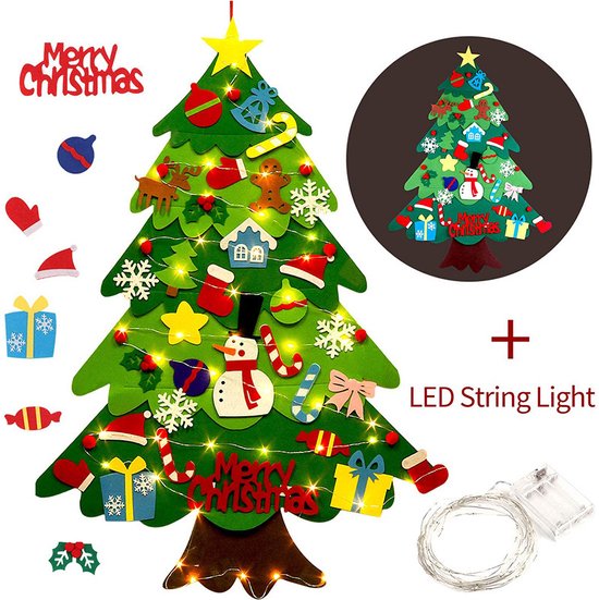Merkloos DIY Vilt Kerstboom 96cm LED & 32 Decoraties