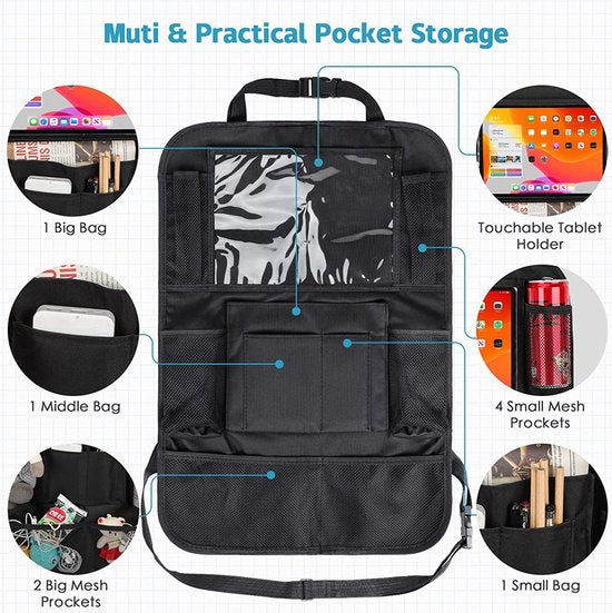 Unikorf 2 st Auto Stoel Organizer Achterbank Zwart 41x61