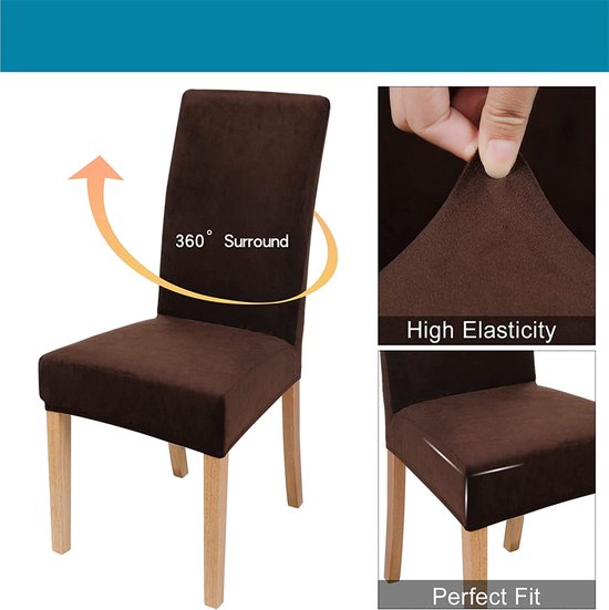 2 Stuks Waterdichte Stoelhoezen - Eetkamerstoel hoes - Stretch Materiaal - Universele Stoelhoezen -donkerbruin