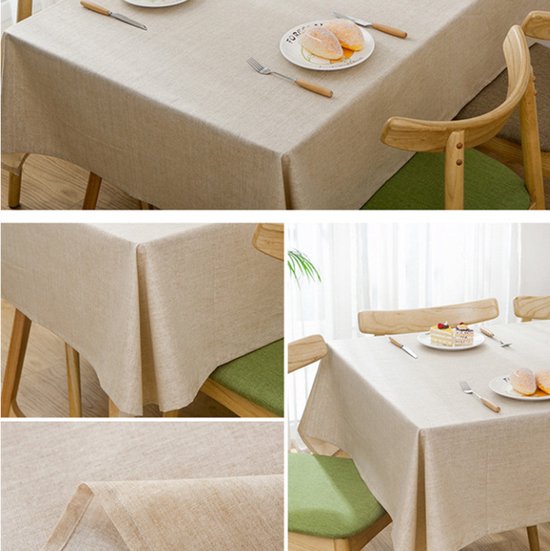 TDR-Waterdicht linnen effen kleur tafelkleed - Beige 135 * 220 CM