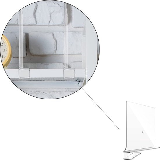 Plankverdeler - 4 Stuks - Transparant - Kledingkast Organizer - Plank Organizer - Boekenstandaard - Plank Verdeler - Kast Verdeler