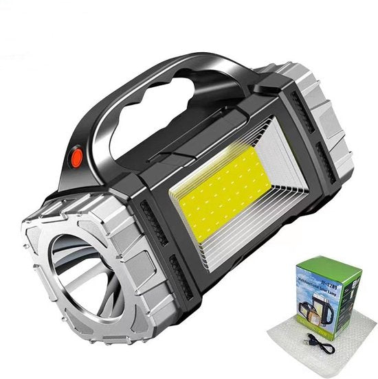 Merkloos LED Zaklamp Rood/Blauw, 1500mAh, 100m, Solar/USB