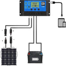 zonnepaneel laadregelaar-Geschikt voor 12 en 24 volt installaties -met 2 USB-uitgangen en LCD-display
