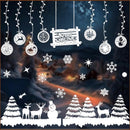 Kerst Raamstickers met sneeuwpop en kerstballen - Herbruikbaar & Statisch Hechtend - 50x35.5 cm-wit
