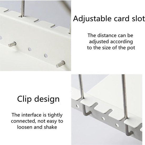 Verstelbaar RVS Pannenrek - Keukenorganizer - Wit