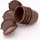 koffiecapsulefilterkop-4-stuks Hervulbare capsulefilter met een lepel en borstel voor Dolce Gusto-koffiemachines -bruin