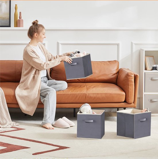 6 stuks Opbergdoos voor Kleding en Speelgoed- Duurzaam non-woven materiaal - Opvouwbaar ontwerp - Multifunctioneel en veelzijdig-33*33*33CM -grijs