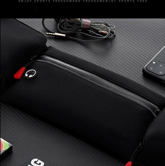 TDR - Heuptasje sport – running belt - Inc. bidon 600ml - verstelbare buideltas 60cm to 102cm - waterafstotend  - Zwart
