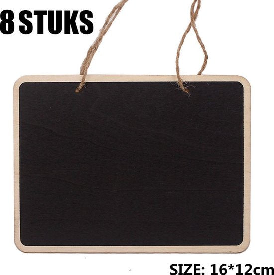 8 Dubbelzijdige Houten Krijtbordjes 16x12cm - Notities & Cre