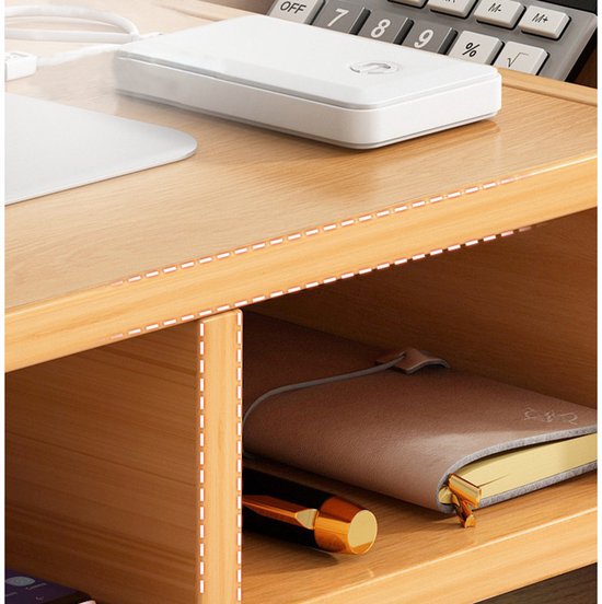 TDR-Monitorstandaard - Beeldscherm verhoger -Bureau organizer 50X20X14CM- Draagvermogen van 30 kilo-esdoornhout kleur