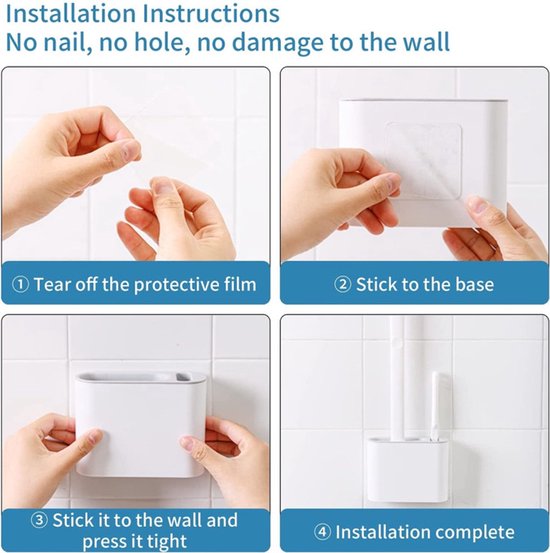 2x Antibacteriële Siliconen WC-borstel Set met Houder - Grij