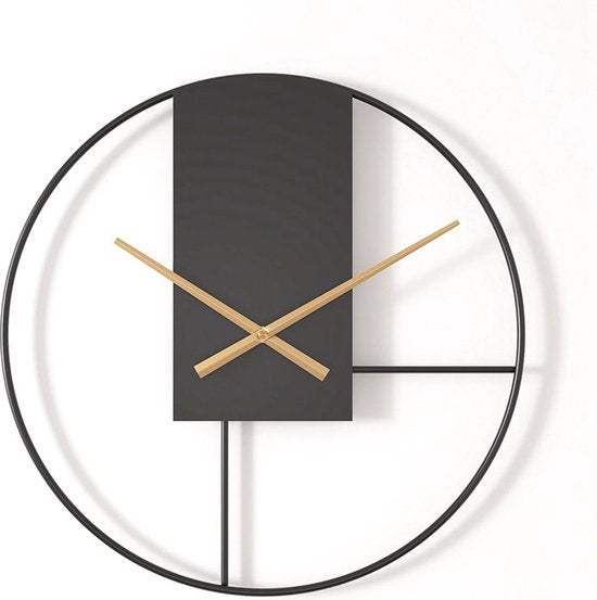 50cm Scandinavische Metalen Wandklok - Zwart/Goud