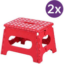 2 Stuks verdikt kunststof opvouwbaar krukje -Lichte Draagbare-Met Antislip Oppervlak-rood 29x22x22cm