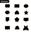 Mini Krijtbordjes Set van 12 – Verschillende Vormen – Tafelbordjes met Krijtstickers – Decoratief en Herbruikbaar