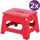 2 Stuks verdikt kunststof opvouwbaar krukje -Lichte Draagbare-Met Antislip Oppervlak-rood 29x22x22cm