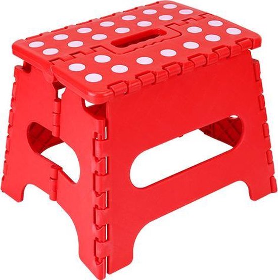 2 Stuks verdikt kunststof opvouwbaar krukje -Lichte Draagbare-Met Antislip Oppervlak-rood 29x22x22cm