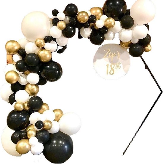 134-delige Ballonnenset - Ballonnenboog - Zwart, Goud, Wit