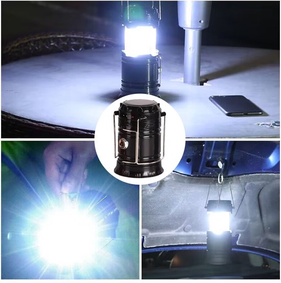 Xtraworks -2 in 1 Multifunctionele Solar LED Campinglamp-Lantaarn-zwart