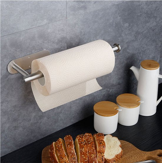 Ronde roestvrijstalen keukenpapierhouder - zilver