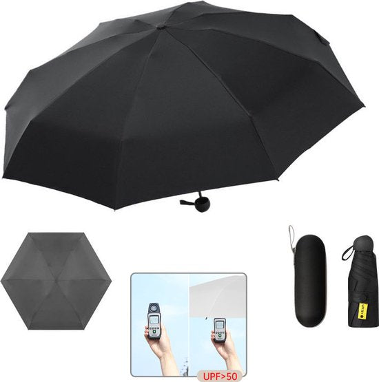 Merkloos TDR opvouwbare UPF50 Windproof Paraplu Reisetui