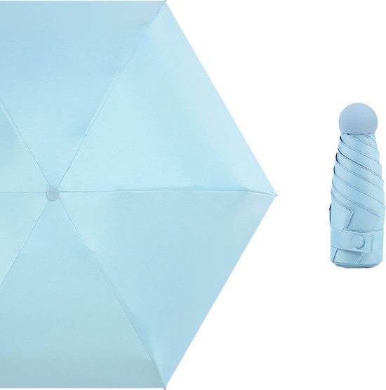 TDR--Opvouwbare Paraplu -Windproof-Zonbescherming Anti-Uv UPF50 + met gratis Reisetui-hemelsblauw