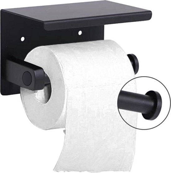 Merkloos TDR Toiletrolhouder m/plank - RVS zwart