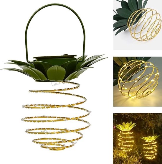 LED Ananas Solar Lantaarn – Decoratieve Tuinlamp op Zonne-energie – Warm Wit – Waterdicht – Unieke Pineapple Solar Lamp – Inclusief Oplaadbare Batterij