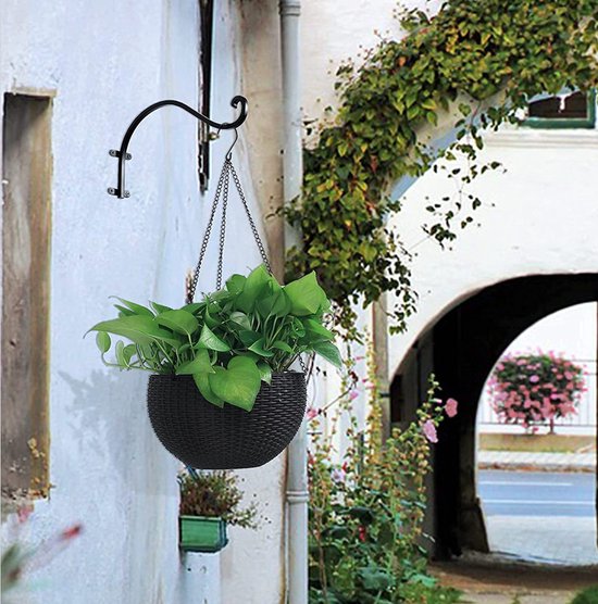 Elegant Wandgemonteerde Bloempothaak -Plantenstandaard - voor Tuin en Binnenruimtes- 33x16x5CM-zwart