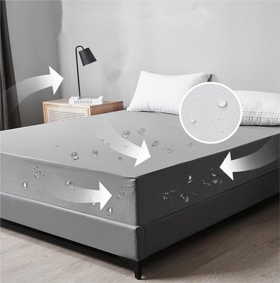 Merkloos Luxe Bedrok Elastisch 200x203+38 cm Grijs