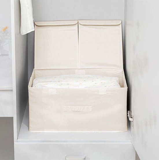 2 Stuks Opbergdoos voor kleding - 50x30x25cm - Crème (2 Stuks)