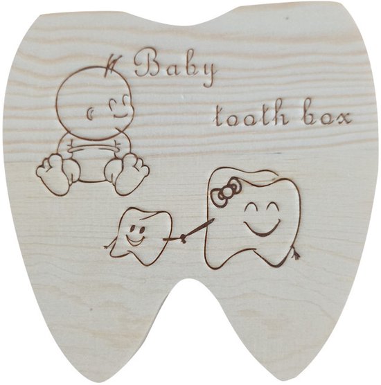 Houten melktandendoosje FSC grenenhout - 20 vakjes