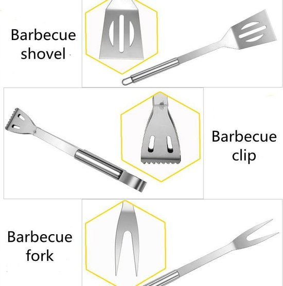 25-delige Roestvrijstalen Barbecue Gereedschapset met Tas