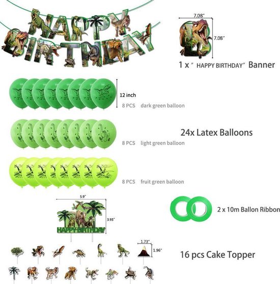 42-delig Dinosaurus Verjaardagset - Feestdecoratie