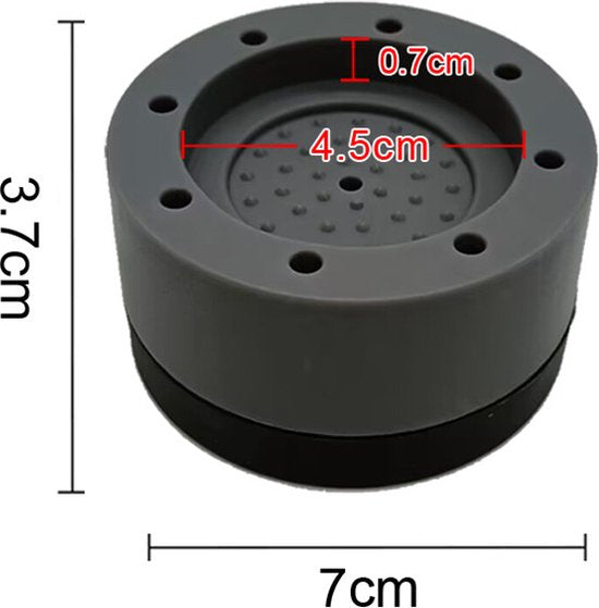 4 stuks Wasmachine Trillingsdempers - Vibratie demper pads - Antislipmatjes - Trillingsmat-Zwart