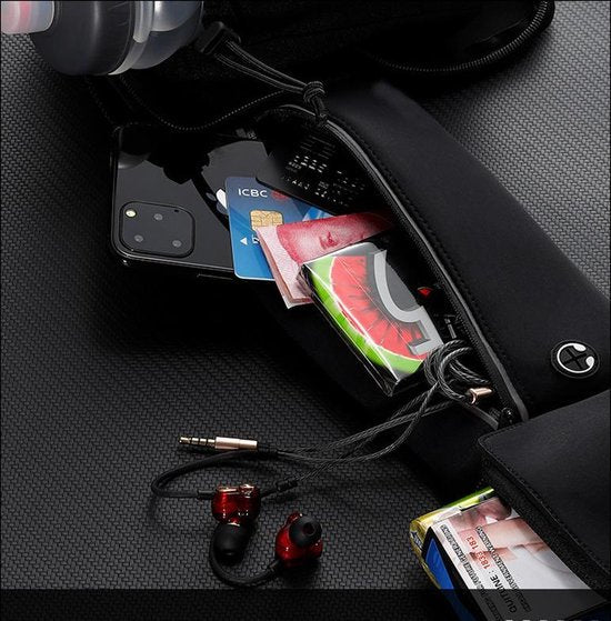 TDR - Heuptasje sport – running belt - verstelbare buideltas 60cm to 120cm - waterafstotend - Zwart