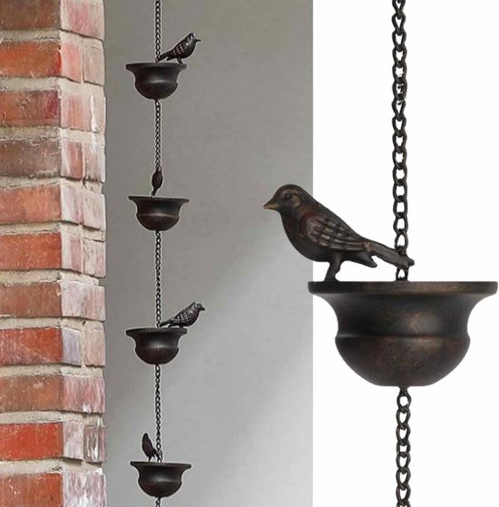 Vogel Regenketting – 240 cm – Bronzen Tuindecoratie