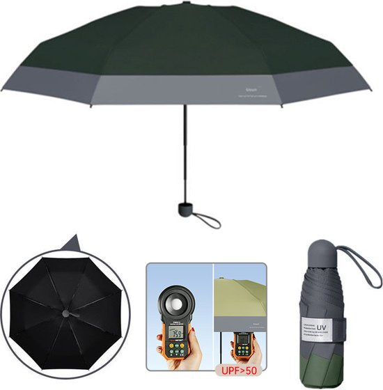 Opvouwbare paraplu - UV zonnescherm SPF 50+ - windproof - groen